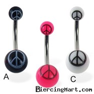 Belly ring with double peace logo