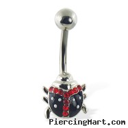 Lady bug belly button ring