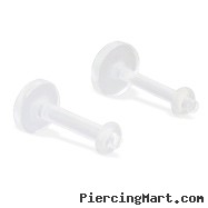 Flexible labret piercing retainer, 14 or 16 ga