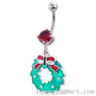 Christmas Wreath Belly Button Ring