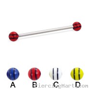 Long barbell (industrial barbell) with double striped balls, 12 ga