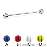 Long barbell (industrial barbell) with double striped balls, 14 ga