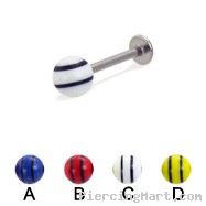 Labret with double striped ball, 16 ga