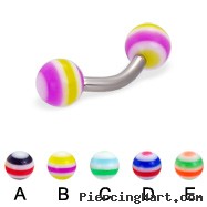 Curved barbell with circle balls, 12 ga