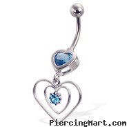 Navel ring with hearts and gems