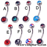 Double logo belly button ring