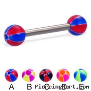 Titanium straight barbell with balloon balls, 12 ga