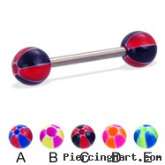 Titanium straight barbell with balloon balls, 14 ga