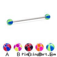 Long barbell (industrial barbell) with balloon balls, 14 ga