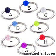 Captive bead ring with glitter ball, 14 ga
