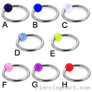 Captive bead ring with UV ball, 14 ga