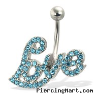 Jeweled "Love" belly button ring