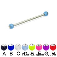 Acrylic ball with stone long barbell (industrial barbell), 12ga