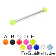 Long barbell (industrial barbell) with glitter balls, 12 ga