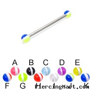 Long barbell (industrial barbell) with striped balls, 12 ga