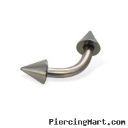 Titanium curved barbell with cones, 12 ga