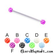 Long barbell (industrial barbell) with checkered balls, 14 ga