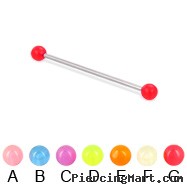 Long barbell (industrial barbell) with glow-in-the-dark balls, 14 ga