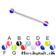 Long barbell (industrial barbell) with striped balls, 14 ga