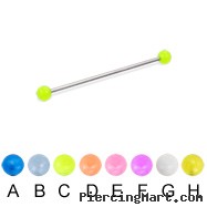 Long barbell (industrial barbell) with glow-in-the-dark balls, 16 ga