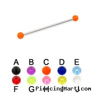 Long barbell (industrial barbell) with UV balls, 16 ga
