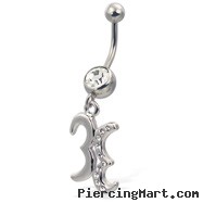 Jeweled zodiac belly button ring, Aquarius