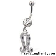 Jeweled zodiac belly button ring, Leo