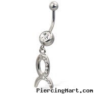 Jeweled zodiac belly button ring, Taurus