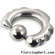 Fancy notched captive bead ring, 2 ga