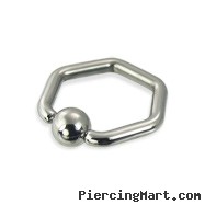 Hexagon captive bead ring, 12 ga