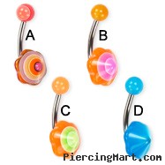 Acrylic flower-shaped umbrella belly button ring