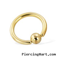 Gold Tone captive bead ring, 12 ga