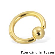 Gold Tone Captive Bead Ring, 10 Ga