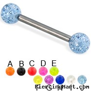 Glitter ball titanium straight barbell, 12 ga