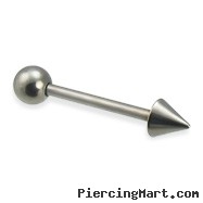 Titanium ball and cone straight barbell, 14 ga
