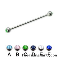 Cat eye ball long barbell (industrial barbell), 14 ga