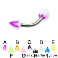 Acrylic flower ball and cone titanium curved barbell, 14 ga