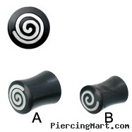 Pair Of Double Flare Horn Plugs with Spiral Bone Inlay