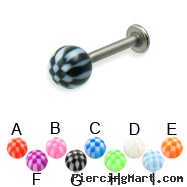Checkered ball titanium labret, 14 ga