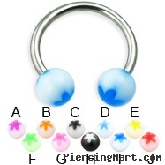 Titanium circular barbell with acrylic flower balls, 14 ga