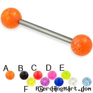 Glitter ball titanium straight barbell, 14 ga