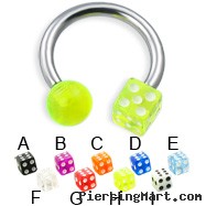 Circular barbell with acrylic die and ball, 12 ga