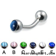 Curved barbell with cat eye balls, 12 ga