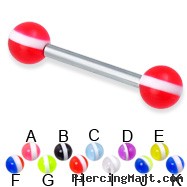 Straight barbell with striped balls, 12 ga