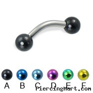 Colored ball curved barbell, 12 ga
