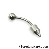 Curved barbell with spike and ball, 16 ga