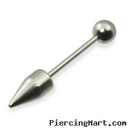 Straight barbell with spike and ball, 16 ga