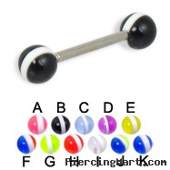 Straight barbell with striped balls, 14 ga