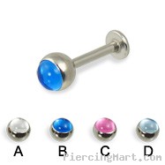 Labret with cabochon ball, 14 ga