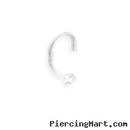 Clear Nose Screw / Nostril Piercing Retainer With Ball, 18 Ga